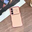 NITITOP Compatible with Samsung Galaxy A14 4G/5G Case Cute Luxury Women Girls Men with Love Heart Electroplated Pattern Curly Wave Frame Raised Camera Shockproof Protection Cover-Pink