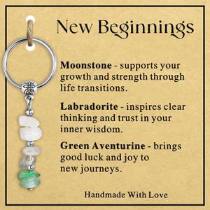 Ronglry Crystal Keychain Good Luck For Your Next Chapter Anxiety Relief Healing Crystal for New Beginnings Gifts for Women