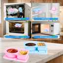 Reusable Silicone Snack Boxes with Lids Double-Layer Design Suitable for Storing Lunch Fruit and Snacks Also Suitable Compact Mini Snack Boxes (2Blue and 2Pink)