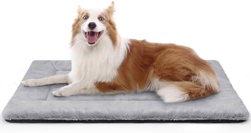 ZENGAOOU Dog Beds Crate Pad for Medium/Large Dogs, Ultra Soft Faux Fur Dog Bed for Crate, Washable & Anti-Slip Kennel Pad Pillow Cushion for Dogs Cozy Sleeping Mat (36" x 23", Grey