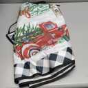 Blosssound Christmas Tree Skirt Buffalo Plaid Retro Red Truck Xmas Tree Skirt for Winter Holiday Farmhouse Christmas Party Decoration(48 Inch,Black White)