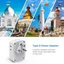 India Plug Adapter 2 Pack, TESSAN Type D Travel Adapter with 4 Outlets 3 USB Charger (1 USB C Port), US to Indian Outlet Adaptor for USA to Bangladesh, India, Kuwait, Maldives