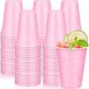 tchrules 100 Pack 16 oz Pink Plastic Cups, Disposable Party Cups for Graduation, Cute Pink Drinking Cup Bulk for Birthday Wedding Halloween Christmas Picnic Pool Bachelorette Holiday Party Supplies