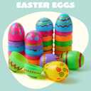 JOYIN Toy 18 PCs Plastic Printed Bright Easter Eggs, Over 3.15'' Tall Fillable Empty Eggs Bulks for Easter Hunt, Basket Stuffers Fillers, Classroom Prize Supplies, Filling Treats and Party Favor