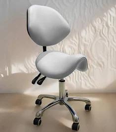 Saddle Stool with Adjustable Lumbar Support - Heavy Duty 400LB Hydraulic Rolling Stool Chair with Backrest, 19"-25" Height Adjustable with Quiet Wheels for Salon, Dental, Tattoo, Massage, Home Office