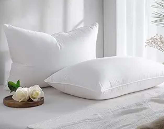 Alkyonos Hypoallergenic Bamboo Viscose Shell, Soft Standard/Queen Size Bed Pillows Set of 2 with Down Alternative Filling, OekoTex Certified, Luxury Hotel Quality for Back, Stomach and Side Sleepers