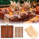 Sintuff 8 Person Boho Table Low Folding Picnic Table Beach Portable Low Wood Floor Event Foldable Garden Wedding Party Camping Picnics with Runner Set(Dark Brown, 30 x 60 Inches, Vertical Stripe) (Walnut Color)