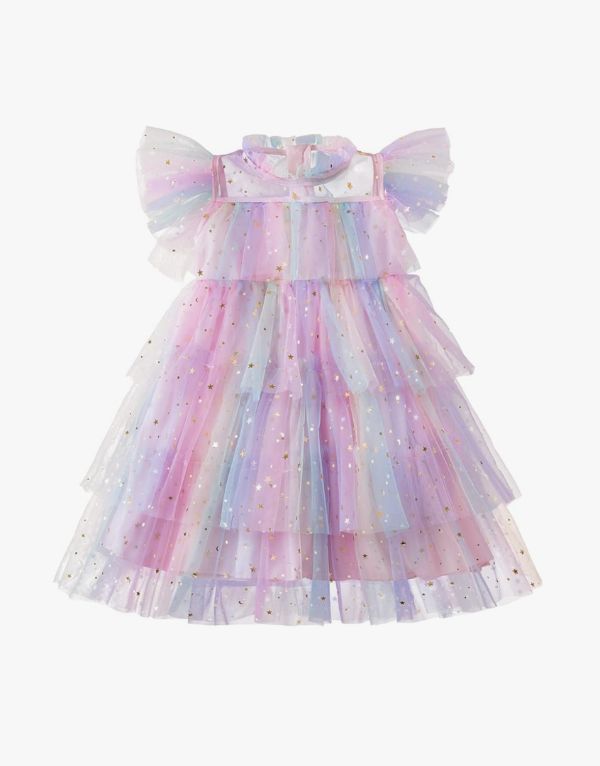 NNJXD Little Girl Tutu Dress Tulle Ruffles Flower Girls Wedding Party Dresses 100 4T