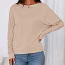 Zenlonr Long Sleeve Tops for Women Fall Fashion Outfits 2025 Crewneck Knit Basic Tee Shirts Business Casual Tops (XL)