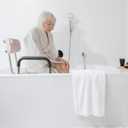 Vaunn Medical Deluxe Spa Shower Chair with Arms and Back, Bath Seat for Seniors, 350 lbs Max Weight, White With Light Gray Arms
