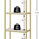 Yusong Bookshelf 4 Tier Arched Bookcase, 71.3" Tall Industrial Open Book Shelves for Living Room, Modern Freestanding Display Shelving Storage Rack Metal Frame, Office, Bedroom,Gold White