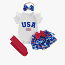 My First 4th of July Baby Girl Outfit American flag Romper Skirt Dress Headband Set Newborn Independence Day Clothes 0.3M