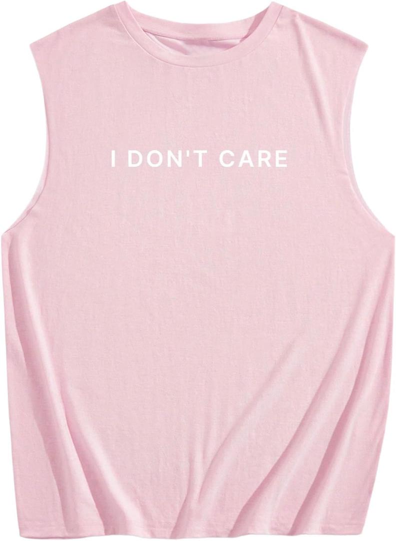 Men's Tropical Sleeveless Beach Tank Top Crew Neck Cut Off Vacation Summer Tanks (Pink, XL)