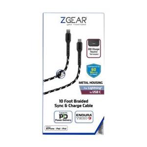 ZGEAR Metal Housing. 10 Foot Braided Sync & Charge Cable, IPhone, IPad, IPod