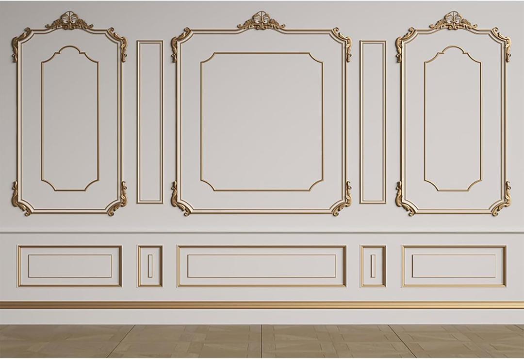12x8ft Vintage Beige Wall Backdrop for Party Golden Wall Texture Paris Palace Castle Wallpaper Photography Background Wedding Ceremony Happy Birthday Baby Shower Decorations Photo Booth