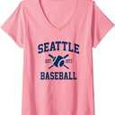 Womens Seattle Baseball Athletic Vintage Sports Team Fan V-Neck T-Shirt Medium