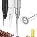 SIMPLETaste Milk Frother Handheld Battery Operated Electric Foam Maker, Drink Mixer with Stainless Steel Whisk and Stand for Cappuccino, Bulletproof Coffee, Latte (With Stand, Gray)