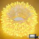 100FT 300 LED Outdoor String Lights, Connectable Christmas Lights Indoor Waterproof with 8 Modes, Plug in Twinkle Fairy Lights Clear Wire for Bedroom Home Wedding Patio Decorations, Warm White