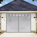 HBlife Privacy Garage Door Screen for 1 Car Garage, 8x7FT Heavy Duty Magnetic Garage Screen Door Mesh, Hands Free Retractable Garage Net Screen with 6 Roll Up Starps and 26 Magnets, Silver Grey