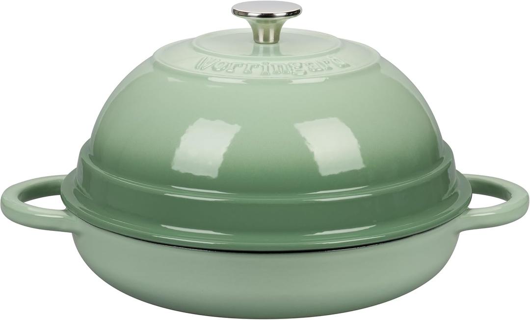 VORRINGARD Cast Iron Enameled Dutch Oven Pot with Lid for Bread Baking, Bread Oven, 6 Quart, Green