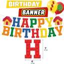 8th Birthday Decorations  Building Blocks Birthday Decorations 8 Year Old Boy  Party Kit: Number 8 Balloon, Banner, Cupcake & Cake Toppers, Balloons  Brick Theme Party Supplies for Boys 8 Years Old