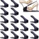 YIHATA Shoe Slots Organizer, Adjustable Shoe Stacker Storage Space Saver, Double Deck Shoe Rack Holder for Closet Organization, Thickening Quality Upgrade (16Pack, Black)