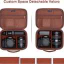Camera Case Bag Compatible with Canon EOS Rebel T7/R50/R6 Mark II/R100/R50 V/T6/R8/R10/R5 Mark II/RP/R7/5D Mark IV/SL3/R5/T100 DSLR SLR Camera, Len and Tripod with 4 Dividers and Shoulder Strap, Brown
