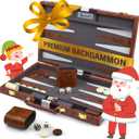 Large Backgammon Sets for Adults - Classic Board Games for 2 Players Adults and Kids - Premium Backgammon Set 15 inch Board and 32 Backgammon Pieces in Quality PU Leather Case - Gift for Man