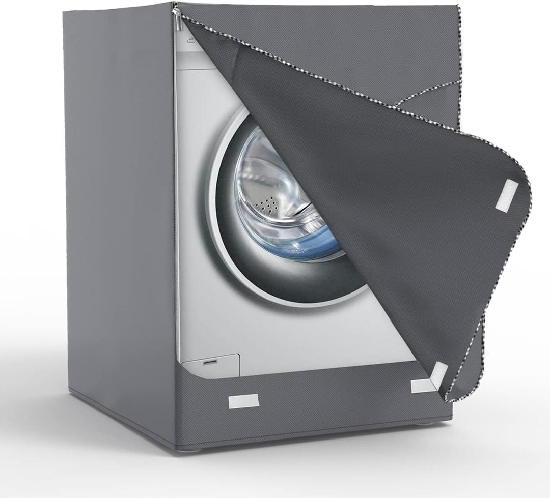 AKEfit Washer/Dryer Cover for Front Load, Washing Machine Cover Waterproof, Dustproof and Anti-UV, Heavy Duty Oxford Washer Covers for Outside, 27"W x 33"D x 39"H -Gray