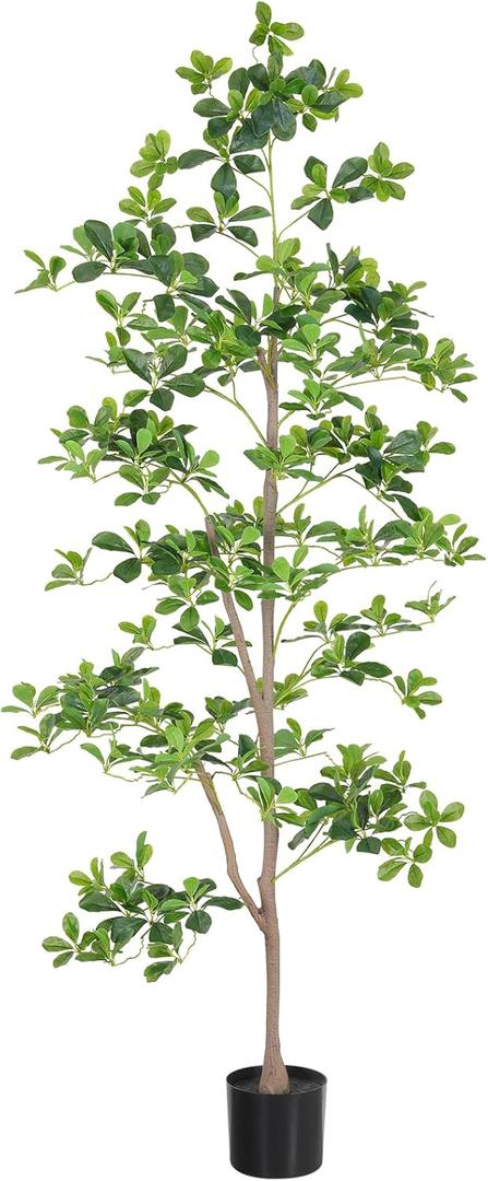 6ft Artificial Black Olive Tree, Faux Plants Indoor, Fake Black Olive Trees for Home Decor, Large Tall Tree - Indoor Decorative Plant & Potted Tree, 6 ft Faux Olive Tree for Home Office Dcor (Green)