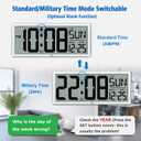 WallarGe 14.5'' Large Digital Wall Clock Battery Operated with Jumbo Numbers, Temperature and Date - Easy to Read and Set, Auto DST