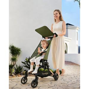 Oneye Travel Stroller for Airplane, Ultra Lightweight Baby Stroller for Toddlers with Canopy, Foldable & Compact Strollers with Jumbo Seat & Large Storage Basket,10.19lb,Stable & One-Hand Fold, Green