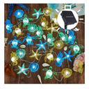 Coastal Solar String Lights Outdoor Garden Lights Marine Life Solar Fairy Garden Lights for Outside 14ft 40LED Waterproof Turtle Seahorse Starfish Clam Beach House Nautical String Lights Yard Decor