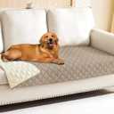 Smiry Waterproof Dog Bed Cover Pet Blanket, Soft Washable Dog Blanket for Furniture Bed Couch Sofa Reversible, Checkered (30"x90", Taupe/Beige)