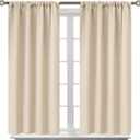 BGment Champagne Blackout Curtains 45 Inches Long for Bedroom Kitchen Window - Room Darkening Drapes Short Length with Rod Pocket for Bathroom Cafe, 2 Panels, 42 x 45 Inch