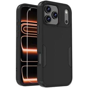 pdxox for iPhone 17 Pro Max Heavy Duty Protection Case, 3-Layers Anti-Slip Full Body Protective Drop Protection Shockproof with 1 Screen Protector for Apple iPhone 17 Pro Max，6.9'' Black