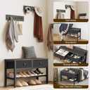 Hall Tree with Bench and Shoe Storage, Entryway Bench with Coat Rack, 4-in-1 Coat Rack Shoe Bench, Multifunctional, for Front Door, Hallway, Foyer, Charcoal Grey and Black MT05BC