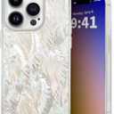 XIMAND for iPhone 15 Pro Case Made with Unique Genuine Seashell, Durable | Stunning Gorgeous | Drop Protection | Luxury Aesthetic Cover (Beige)