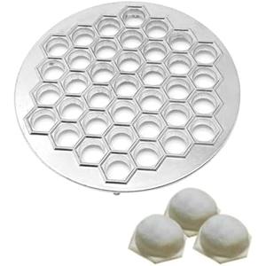 Hoypeyfiy Russian Ravioli Maker Dumplings Mold Metal Maker Pelmeni Meat Dumplings Maker 37 Holes Handmade Dumpling Cutter Silver for Holiday Party Household Use