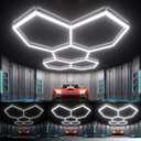 Hexagon Garage Lights : 3 Level Dimmable 168W Tube 5 Grids Hexagon LED Lights - Easy Install 6500K Super Bright Hex Lights for Garage, Home Gym, Shop, Workshop, Basement, Studio