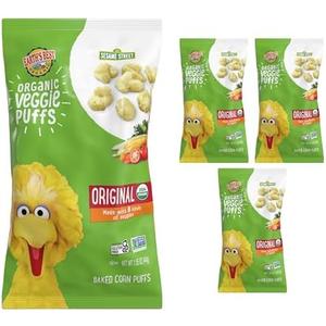 Earth's Best Organic Veggie Puffs for Toddlers 2 Years Old and Up, Original Flavor, 1.55 Ounce Bag (Pack of 4), Best Before 4 April 2026