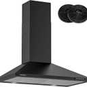 Range Hood 30 inch, 450 CFM Wall Mount Kitchen Hood in Cold Steel with Black Powder Coating Finish, LED Lighting, 3 Speed Exhaust Fan, Ducted/Ductless Convertible (Charcoal Filters Included)