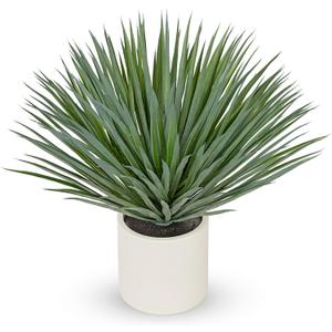 Briful Large Agave Plant Artificial in Resin White Pot, 26.3in Outdoor Fake Agave Plant Realistic Artificial Agave Cactus for Indoor Home Office Garden Front Patio Decor
