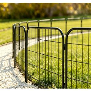 AMAGABELI 10 Panels 24 in(H) X 22 ft(L) Decorative Garden Fence Gate,No Dig Dog Fence Outdoor for Yard,Rustproof Garden Fencing Animal Barrier Metal Wire Panel Border for Flower Bed,Patio