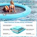 Danrelax 6' Round Inflatable Floating Dock, Sunchill Float Ring, Hammock Tanning Pool with 4in Woven Fabric, Manual Pump for 1-2 Min Quick Inflate/Deflate, Fits 2-8, Ideal for Lakes, Pools, Oceans