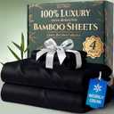 DECOLURE 100% Viscose Derived from Bamboo Sheets Twin Size - Luxury 4 Pc Naturally Cooling Sheets, Ultra Soft Bed Set - Deep 17" Pockets, Durable Double Stitching, Oeko Tex Standard (Black)