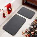 Yimobra Memory Foam Bathroom Rugs Sets 2 Piece - Super Soft Absorbent Quick Dry Bath Mat Set, Machine Washable Non Slip Floor Carpet for Tub Shower & Single Sink (17x24 & 31.5x20 Inch, Dark Gray)