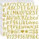 1215Pcs Gold Letter Stickers 15 Sheets Alphabet Stickers Vinyl 1 Inch Stick on Letters Glitter Self-Adhesive Waterproof ABC Number Stickers for Graduation Cap Water Bottles Scrapbook Crafts (15, Gold)