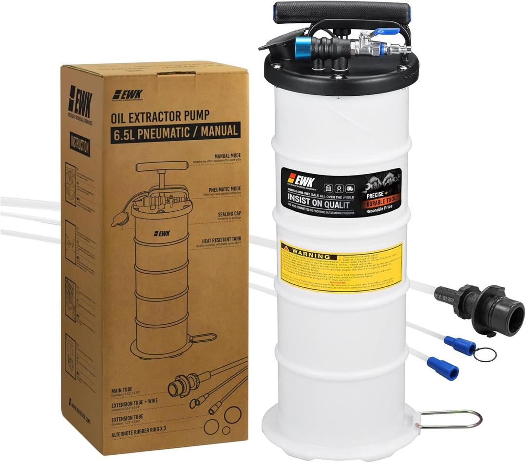 EWK 6.5L Pneumatic/Manual Oil Extractor, Oil Change Pump for Automotive Fluids Vacuum Evacuation, Fluid Extractor Pump Tool