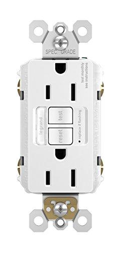 Legrand Radiant 1597NTLTRWCCD4 15 Amp Night Light GFCI Self Test Tamper-Resistant Decorator Duplex Outlet with Cool Touch LED, White (1 Count)